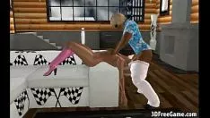 Afspelen Een partner van 3D-baby's met grote tieten zuigt en neukt een grote sashay