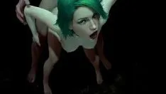 Putar Gadis seksi dengan rambut hijau semakin kacau dari belakang | porno 3d