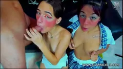 Abspielen Amateur -Dreier Orgie mit Deepthroat Challenge und großen Schwänzen